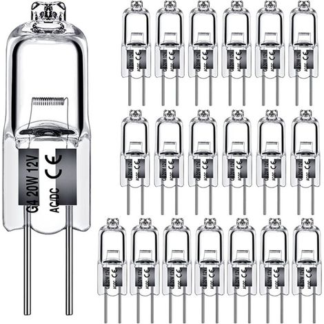 Galozzoit – Bombillas halógenas G4 de 20 W y 12 V – 280 lúmenes – Regulables – Ángulo de haz de 360° – Paquete de 10 para iluminación bajo armarios - Paquete de 10 (1/4)