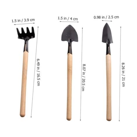 12 Pièces Ensemble D’Outils Jardin Mini Trois en Métal et Bois (1/5)