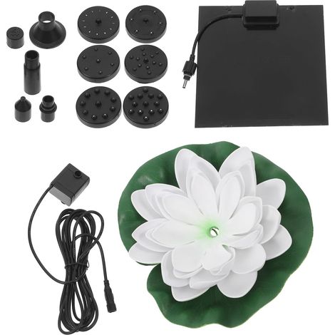 Fontaine Solaire de Jardin 2,5 W Design Lotus Flottant Blanc pour Balcons et Jardins, Pompe Solaire Écologique Effets d'eau Variés (1/5)