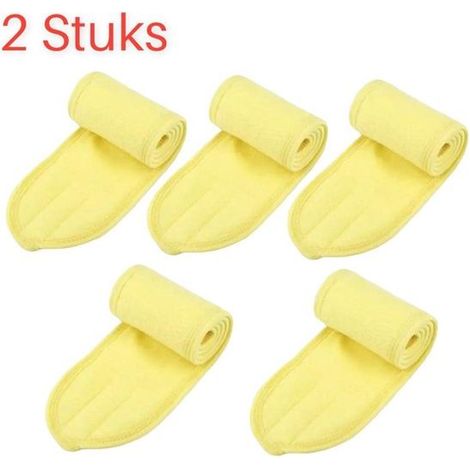 Lot de 2 bandeaux spa réglables - Jaunes - Tissu éponge doux - Pour maquillage et extensions de cils - Accessoire beauté (1/4)