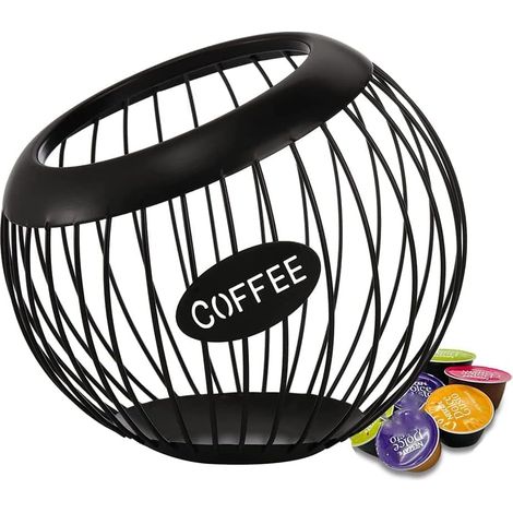 Support d'étagère à café, K-tasses et , organisateur de grande capacité, panier de rangement pour capsules de café en métal (1/4)