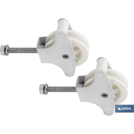 Pulegge in acciaio inox e poliammide Ø4x7x1cm colore bianco (confezione da 2)