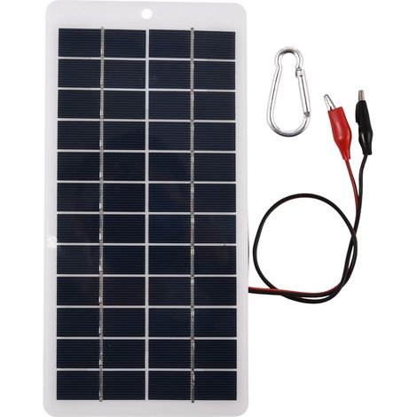 Panel solar portátil de 5W y 12V, cargador solar de silicio policristalino, mini módulo solar de alta eficiencia con pinzas. (1/5)