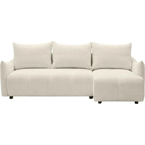 CELINE - Canapé d'angle convertible tissu chenille 4 places - Beige - 128cm