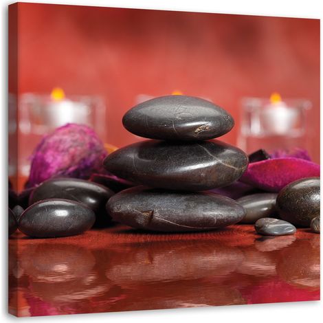 Tableau sur toile Pierres Zen Rouge 40x40 (1/5)