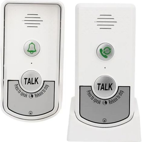 Sonnette Interphone Sans Fil - 1000 M - Alimentation Batterie - IP54 - ABS - Pour Maison Villa Hôtel - 2 Pièces