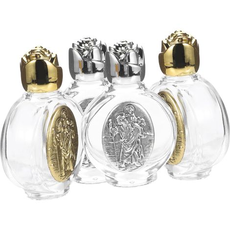 Lot De 4 Flacons D'Eau Bénite En Verre 2.68X1.65X0.79 Pouces Petites Bouteilles Vides Pour Usage Religieux Transport Facile Et Décoration Intérieure (1/5)