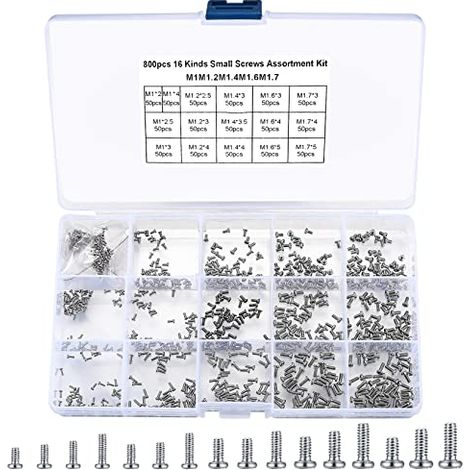 800 Pcs Assortiment de Micro Vis, Set Mini Visser, M1 M1.2 M1.4 M1.6 M1.7 Petites Vis autosuffisantes pour réparation lunettes, montres, ordinateurs portables - (1/5)