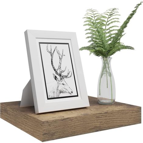 WOLTU Wall Storage Shelf CD Media Storage Rack 30 x 22.9 x 3.8 cm Dark Vintage Brown
