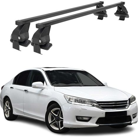 OMAC Dachträger Querträger Stahl für Honda Accord mk9 Limo 2013-2017 – Abschließbar – City-Crash-getestet – DIN 75302:2019 – ISO/PAS 11154:2006 – Max. 50 kg Schwarz (1/5)