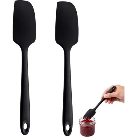 2er Set Silikon Spatel, Hitzebeständig & Flexibel, Küchenhelfer Schwarz