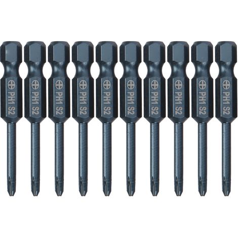 Lot de 10 embouts cruciformes tournevis électrique S2 acier allié résistant aux chocs outil à main quincaillerie (1/5)