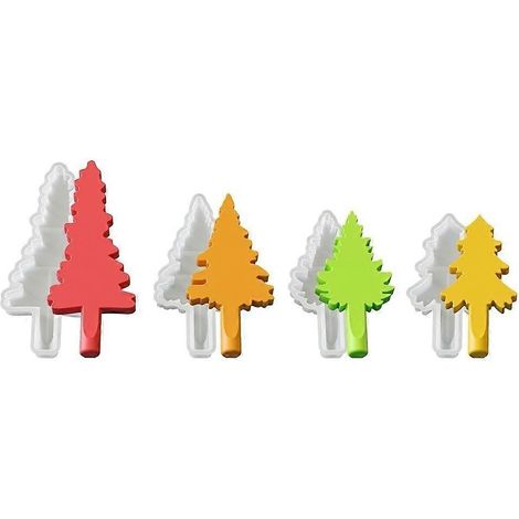 Lot de 4 moules à bougies en forme de sapin de Noël, moules en silicone avec base pour bougies de Noël à faire soi-même, cire d'aromathérapie. (1/5)