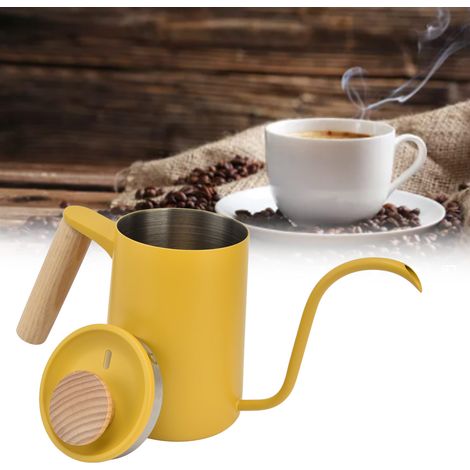 Filterkaffeemaschine aus gelbem Edelstahl mit integriertem Filter, feinem Wasserdurchfluss, elegantem Schwanenhalsdesign, 600 ml (1/5)