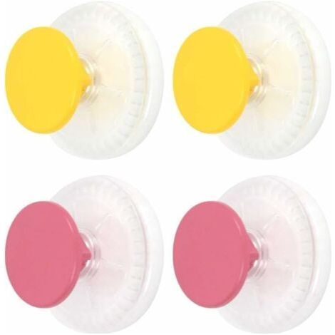 4Pcs Patères Murales Rondes 3,3 x 6,4 en Plastique de Haute Qualité avec Ventouse Robuste Crochet Mural Adhesif pour Serviette Peignoir et Manteau sans Perçage et vis, 2 Couleurs (1/5)