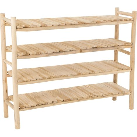 Étagère en bois de teck naturel style authentique salon ou chambre - Bois naturel clair (1/5)