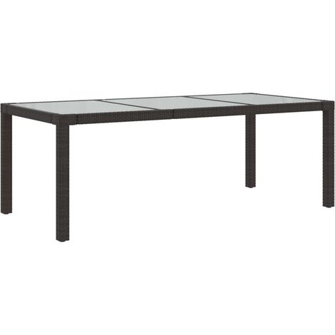 Table de jardin Marron 190x90x75 Verre trempé-résine tressée (1/5)
