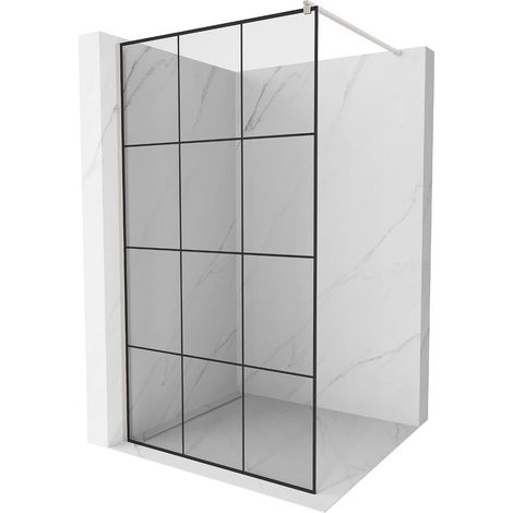 Mexen Kioto Duschwand Walk-in 110 x 200 cm, schwarzes Muster 8 mm, gebürstetes Nickel - 800-110-101- (1/5)