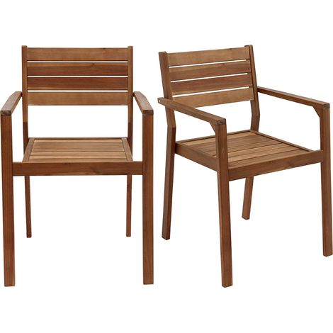 Gartensessel stapelbar aus massivem Akazienholz 2er-Set CANOPEE
