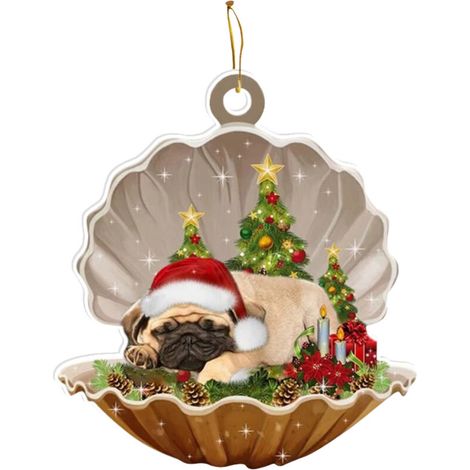 Hängender Weihnachtsbaumschmuck, Acryl-Weihnachtsanhänger, Hundemuschel, Welpe, niedlich, Christbaumschmuck zum Aufhängen, Weihnachtsdekoration für Zuhause, Frohes Neues Jahr (1/2)