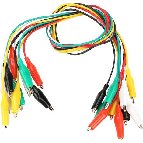 Lot de 10 pinces crocodiles doubles de 50 cm, numéro 35 mm, pour câble. (1/5)