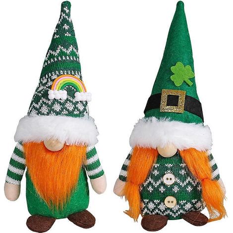St. Patrick's Day Gartenzwerge, 2er-Set, Geschenkideen zum St. Patrick's Day, gesichtslose, ältere irische Festtagsfiguren zum Aufhängen als Dekoration für Zuhause (1/5)