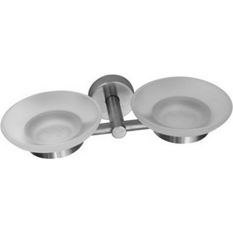 Portasapone doppio a parete in vetro e acciaio inox satinato  MIRA-S kamalu