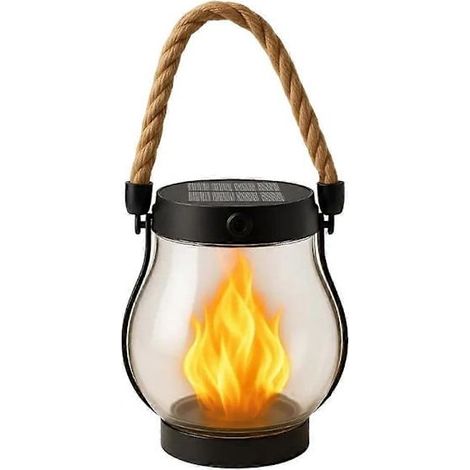 Solarlaterne für den Außenbereich (1 Stück), wasserdicht, mit tanzendem Flammeneffekt. (1/5)