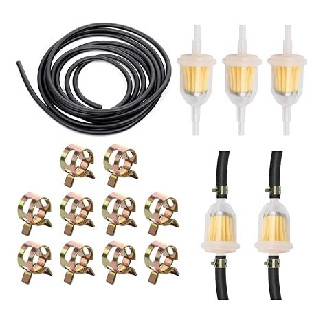 Tuyau de Carburant Kit,Tuyau D'essence Kit, 5mm Durite Essence, Conduite de Carburant Mètre,avec Filtres à Carburant+ Colliers Serrage, pour Tracteur Petits Moteurs,Moto,Voiture,Tondeuse à Gazon (1/5)
