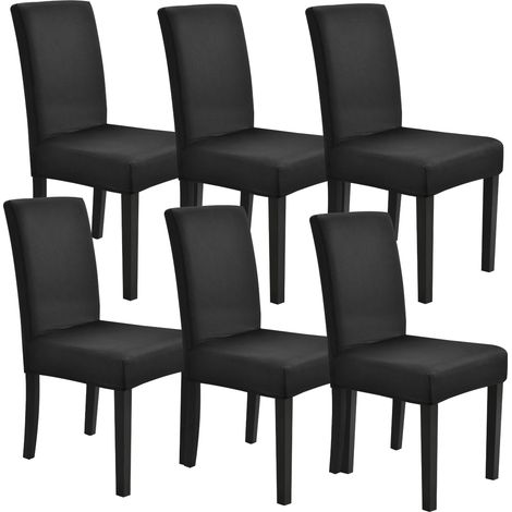 MINKUROW - Juego De 6 Fundas Para Sillas De 42 A 53 Cm, Gris Oscuro, Lavables A Máquina, Fundas Para Sillas Elásticas (Negro) (1/5)