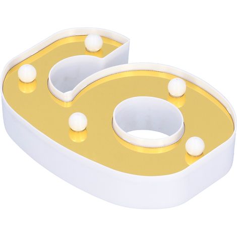 Enseigne Chiffre 6 Doré Lampe LED Décorative pour Mariage Anniversaire Fête Vacances Décoration Intérieure Blanc Chaud (1/5)