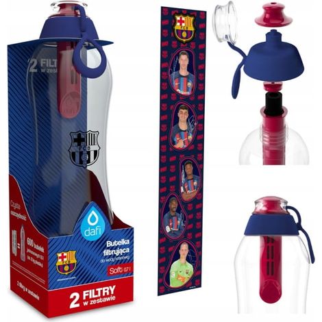 Botella de agua Dafi Filter de 0,7 l, blanda, FC Barcelona Barca, con 2 filtros. (1/5)
