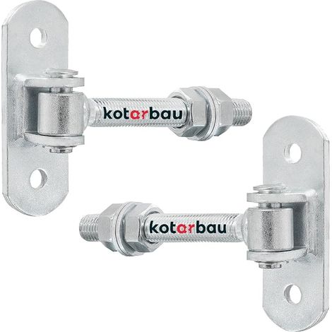 Set di cerniere per cancello in acciaio – 130 mm M16 – Argento – Cerniera regolabile per cancello esterno – Cerniera pesante per cancello – con piastra di fissaggio – Cerniera regolabile zincata (1/2)