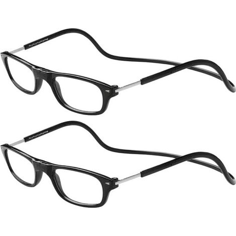 Conjunto: Gafas de lectura (dos unidades) Dioptrías +2.00 Montura negra para hombre y mujer Con cierre magnético Plegables Ajustables (1/5)