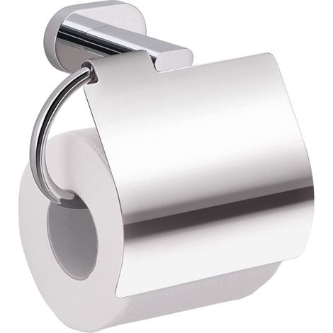 Gedy BE251300100 - Porta rotolo con coperchio cromato, 7 x 16,2 x 11,2 cm