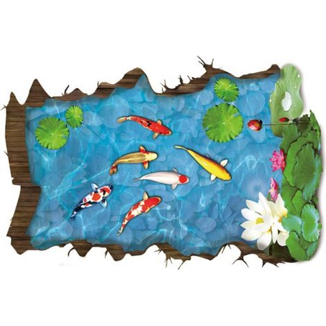 Autocollant Mural Étang Lotus 3D pour Décoration Intérieure Extérieure XH92193D (1/5)