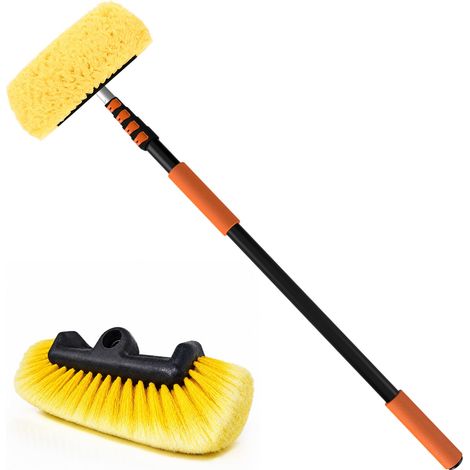 Brosse Lavage Voiture Télescopique 4,8m - Brosse Nettoyage Voiture Perche Télescopique Tête Brosse Souple 30cm, Brosse Télescopique (1/5)