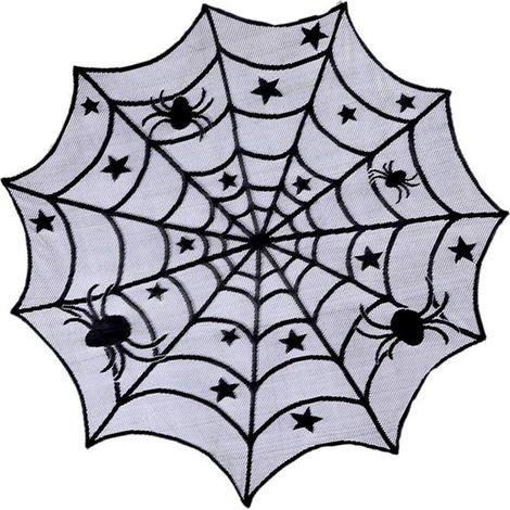 Nappe décorative Halloween dentelle noire nappe toile d'araignée dentelle ronde pour fournitures de décoration de table