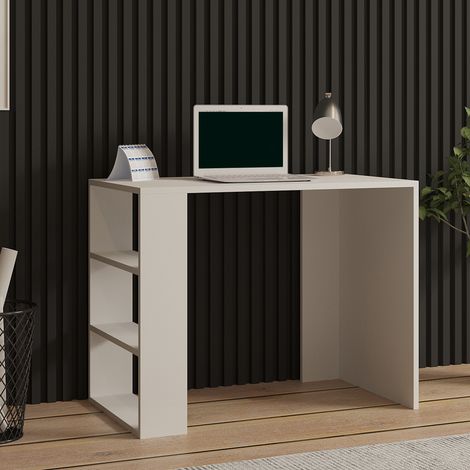 Escritorio Torrile, 3 Estantes, 3 Compartimentos, con Librería, 90x50x70h cm Beige (1/5)