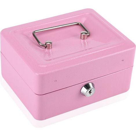 Coffre-fort portable - Noname - Mini coffre-fort en acier - Rose - 6 compartiments - 2 clés incluses (1/5)