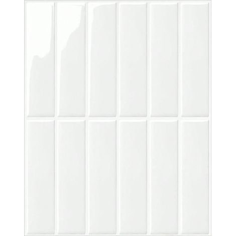 Blanc carrelage adhesif mural cuisine, 3D credence adhesive, Facile à nettoyer carrelage adhesif mural salle de bain, 28x22cm 12sheets (1/5)