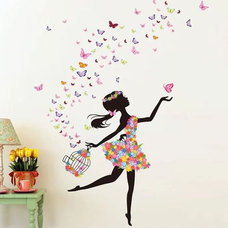 FLOWER FAERIE DANSE FILLE Stickers muraux pour chambre - Romantique - Verre (1/3)