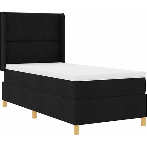 Maison Exclusive - Lit à ressorts avec bandes LED Noir 100 x 200 cm tissu