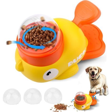 Hundefutterspender, interaktiver Leckerli-Spender in Entenform, 2-in-1-Futterautomat für kleine und mittelgroße Hunde, interaktiver Hundeball (1/5)