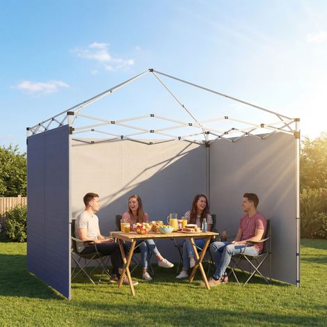Ensemble de 3 panneaux latéraux avec fermeture éclair pour une tonnelle de 3 x 3 m, bleu foncé
