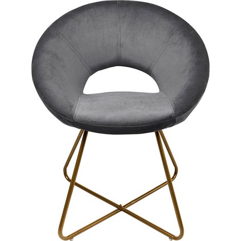 HOME DELUXE - Silla de terciopelo con mesa auxiliar SELESA  Color: Gris