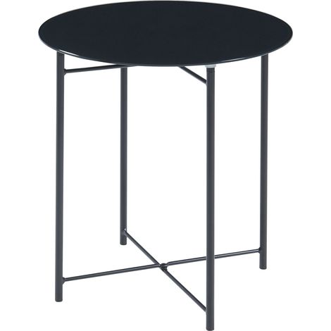Tavolino laterale acciaio e vetro temperato 45 x 42 cm nero 030010982