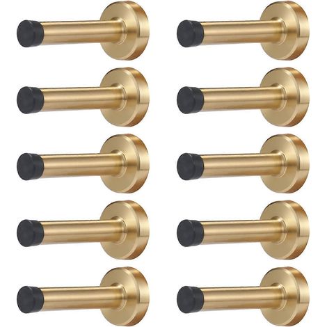 Butée de porte en acier inoxydable avec amortisseur en caoutchouc, fixation murale, 9,4 cm (3,7 pouces), finition brossée antirouille (1/5)