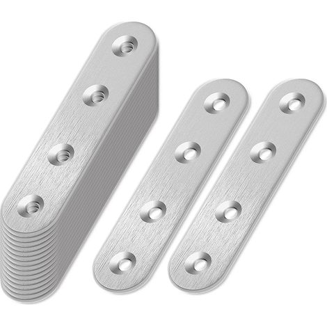 20 x Perforated Plates, Stainless Steel Flat Connectors, Wood Metal Connector (77 x 16 x 2 mm), Connecting Sheet, Perforated Sheet, Flat Iron, Perforated (1/5)