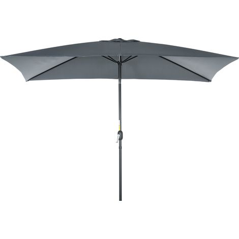 Rechteckiger, neigbarer Sonnenschirm, Aluminium, hochdichtes Polyester, 3 x 2 m, anthrazitgrau